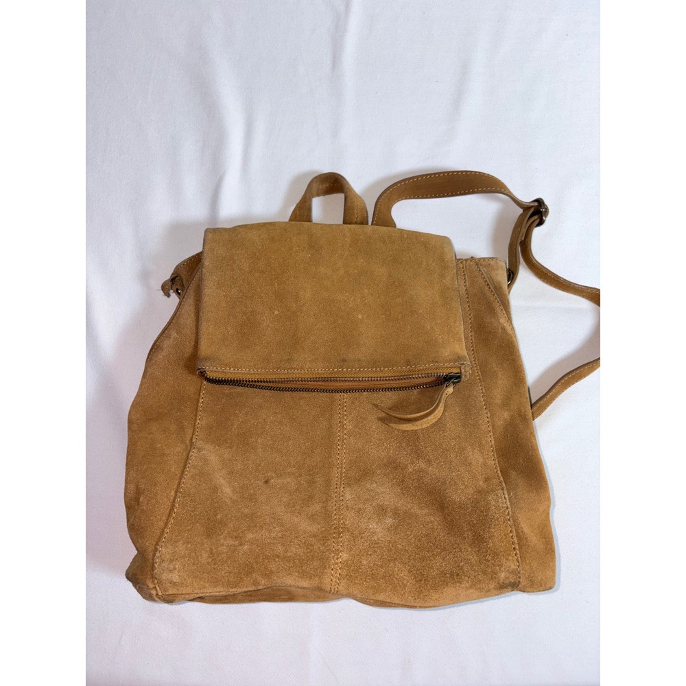 Free people Suede Backpack OS Tan Good Boho Slouchy Adjustable Straps Brass
